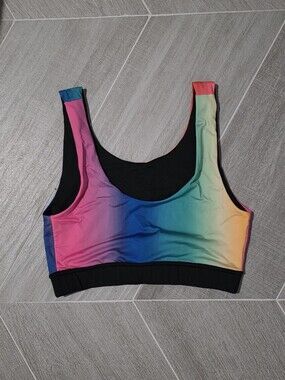TomboyX Rainbow Gradient Sports Bikini Top - Reverseable